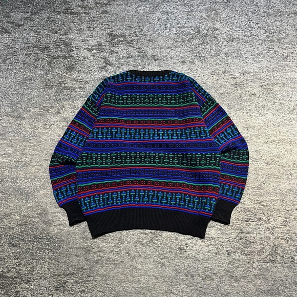 Robert Bruce Sweater Mens Large Vintage 90s Geometric Pattern Coogi Style - Picture 2 of 8